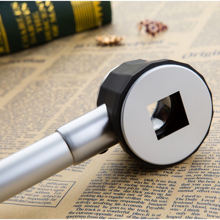 Kính lúp cầm tay 10X thấu kính 25mm có thước đo, có đèn Sz-3