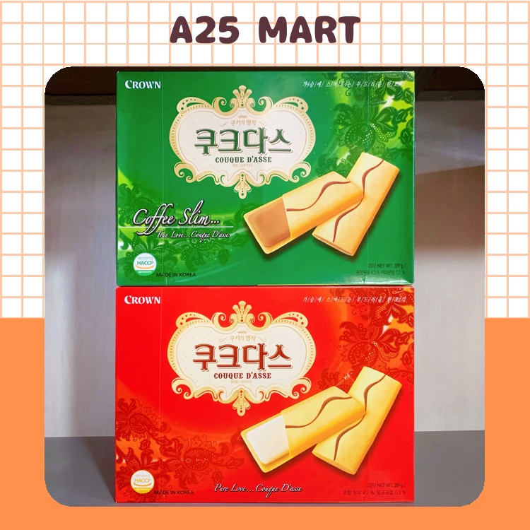 Bánh Kẹp Kem Crown Hàn Quốc Vị Vani/ Coffee Hộp 288g