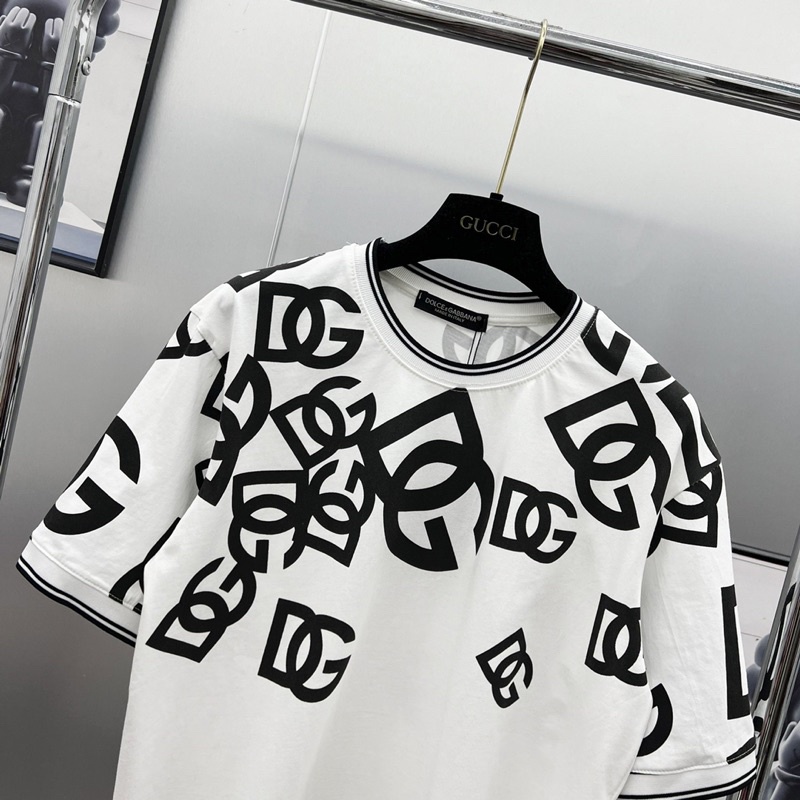 Áo phông nam nữ Dolce chất cotton 100% dập logo chữ DG monogram hai mặt cực nét AP50P