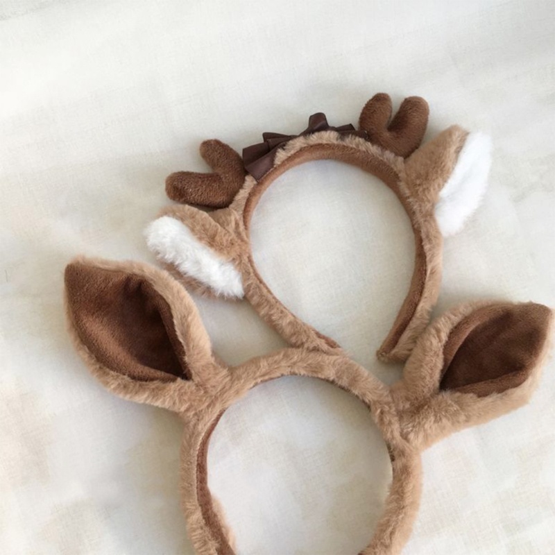 Băng Đô Cài Tóc Hình Tai Hươu / Tai Nai Bằng Lông Nhung Dễ Thương Xinh Xắn Cho Nữ