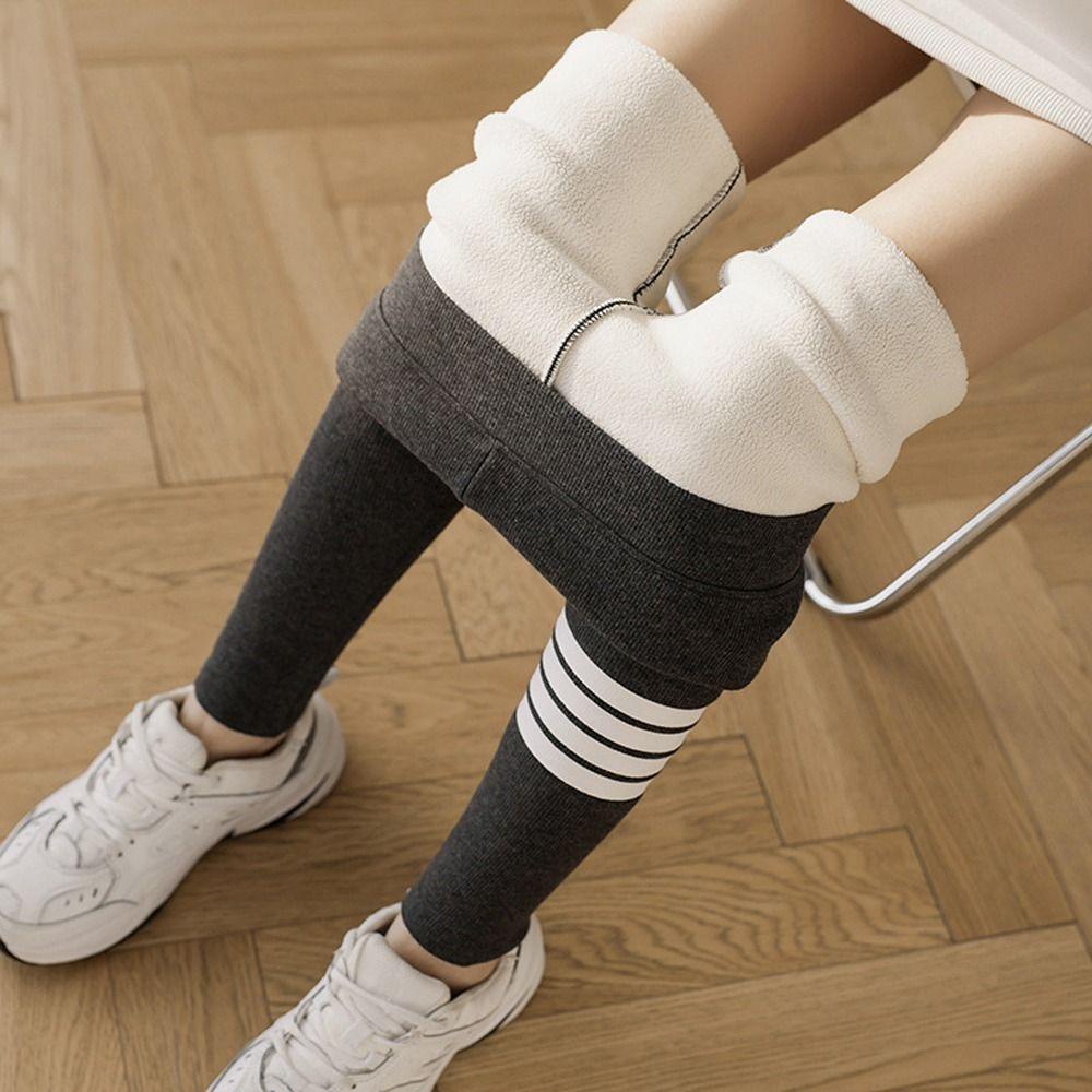 Quần Tất Len Dày Lưng Cao Lót Lông Cừu Co Giãn Giữ Ấm Plus Size Cho Nữ