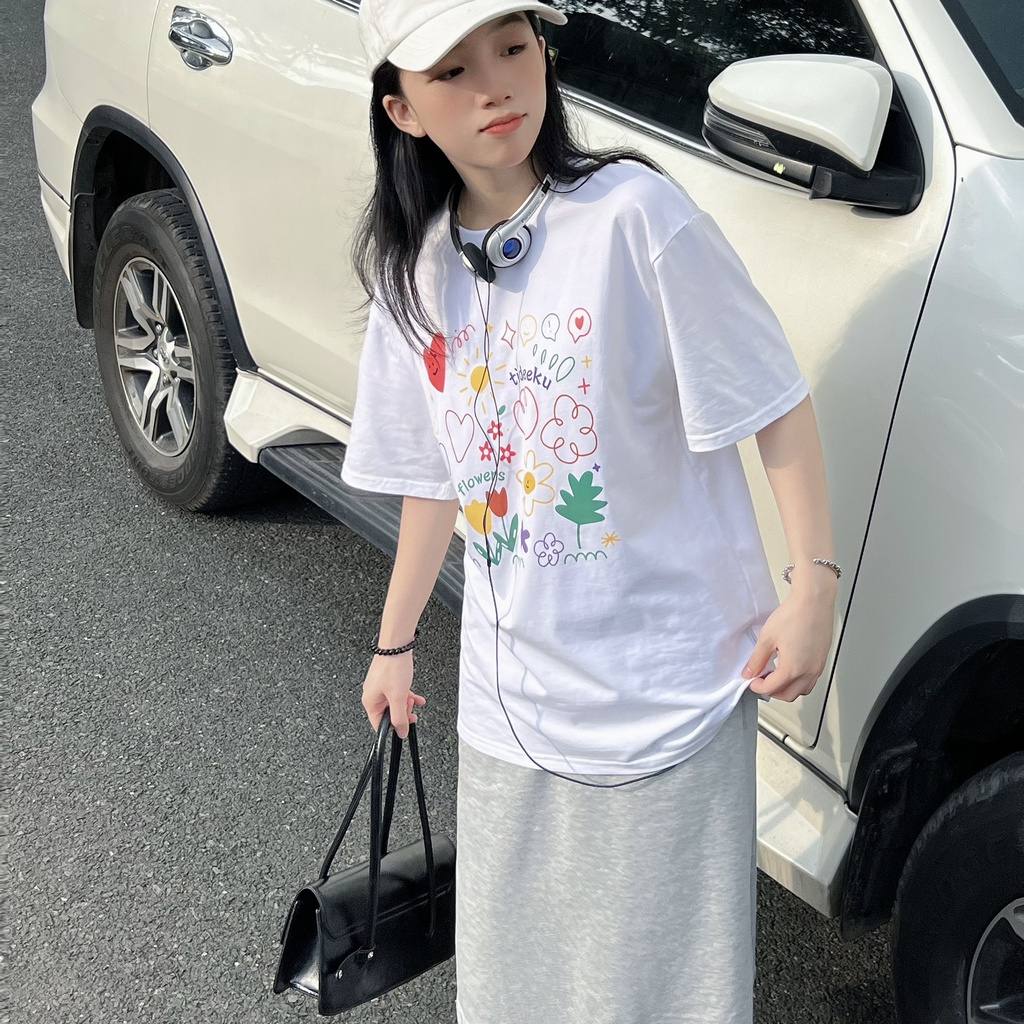 Áo thun trắng tay lỡ form rộng đẹp oversize chất vải cotton mềm mịn AT271 Miucho in graphic | BigBuy360 - bigbuy360.vn