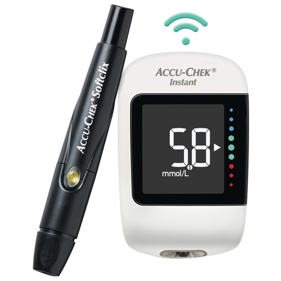 Máy đo đường huyết Accu-Chek Instant + Hộp 25 que thử và 10 kim chích - Hàng Chính Hãng