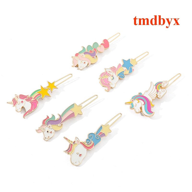 Kẹp Tóc Hình Kỳ Lân Màu Hồng Chống Trượt Cho Bé Gái