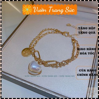 Vòng tay nữ titan hình tim - Lắc tay titan nữ tình yêu to bự Loly Heart Vườn Trang Sức VT134