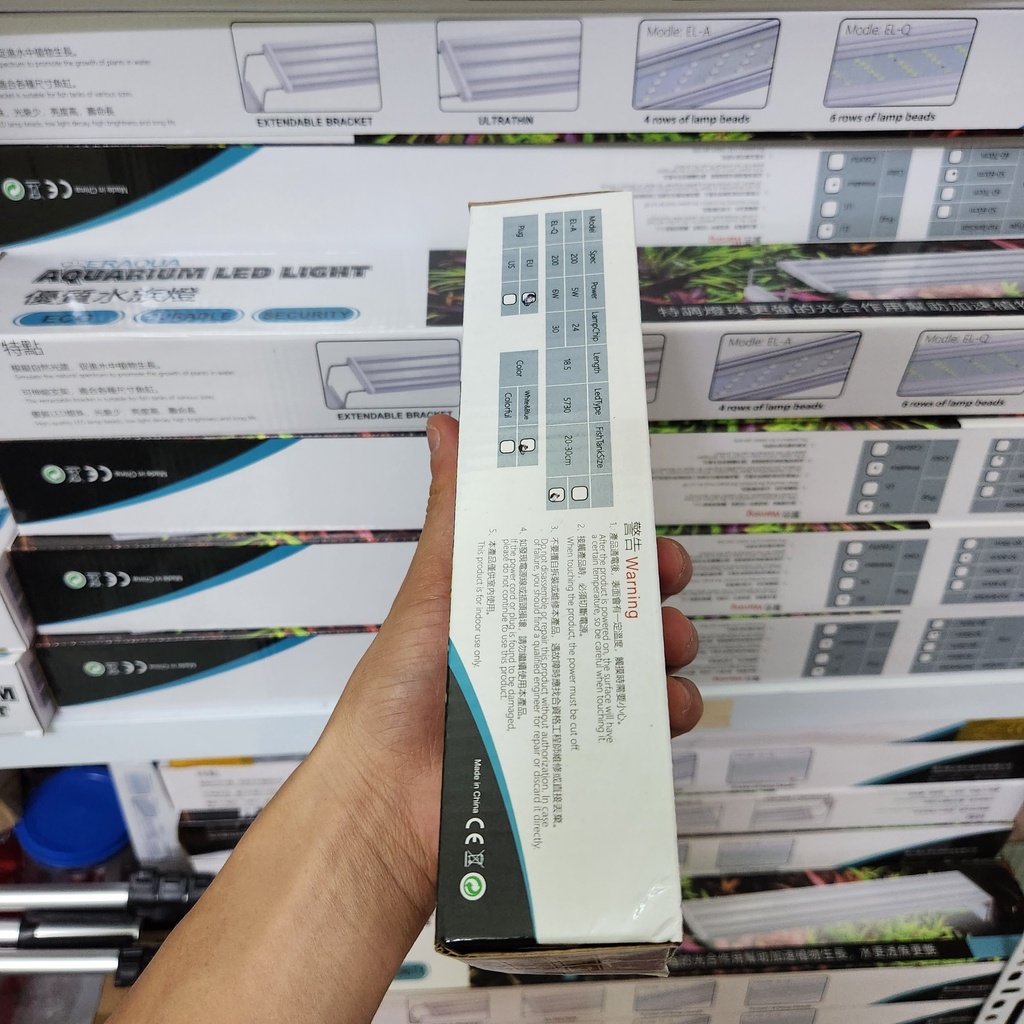 Đèn led thuỷ sinh 6 hàng bóng ánh sáng trắng xanh cho bể cá 20cm 30cm 40cm 50cm 60cm 70cm