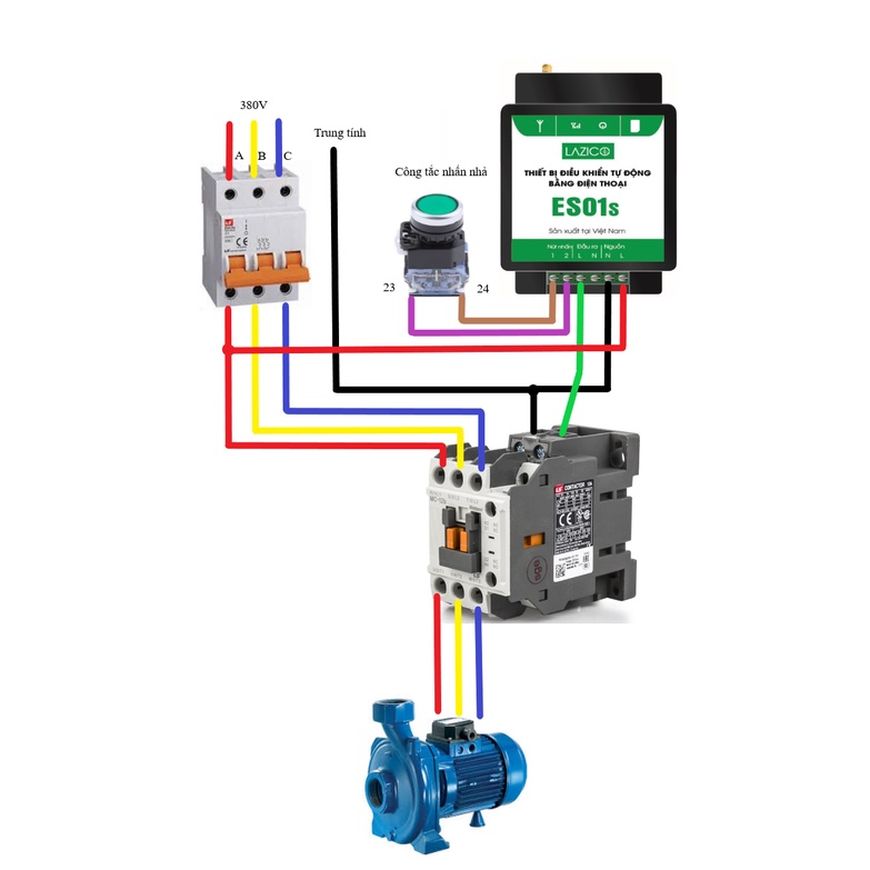 Điều khiển từ xa bằng điện thoại 220V cho máy bơm LAZICO ES01S