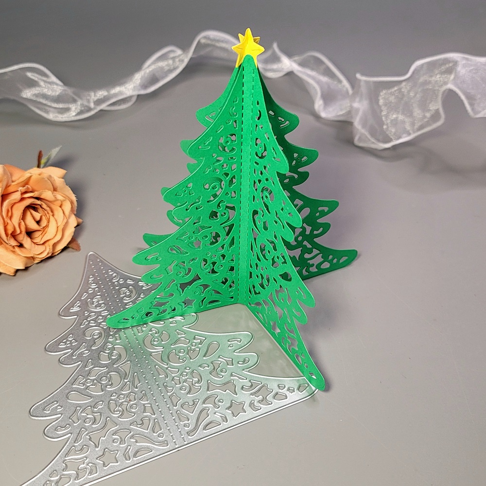 ❥ ❈ Cây Giáng Sinh Cắt Kim Loại Chết Giấy Dập Nổi Giấy Thêu Sò Thiệp Chúc Mừng Thủ Công DIY Cắt Chết