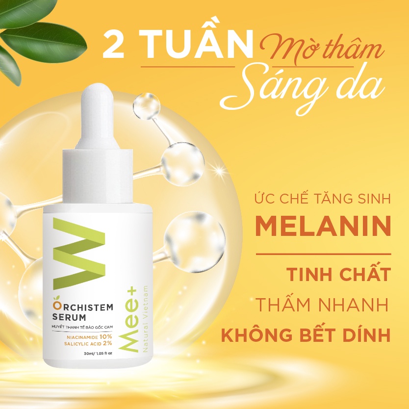 Serum huyết thanh tế bào gốc cam 10% Niacinamide 2% BHA 30ml, mờ thâm dưỡng trắng da body Mee Natural