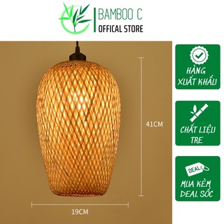  Đèn Nhót dài - Đèn thả trần tre tròn 2 lớp đèn treo đèn lồng mây tre đan trang trí khách sạn nhà hàng homestay cafe 
