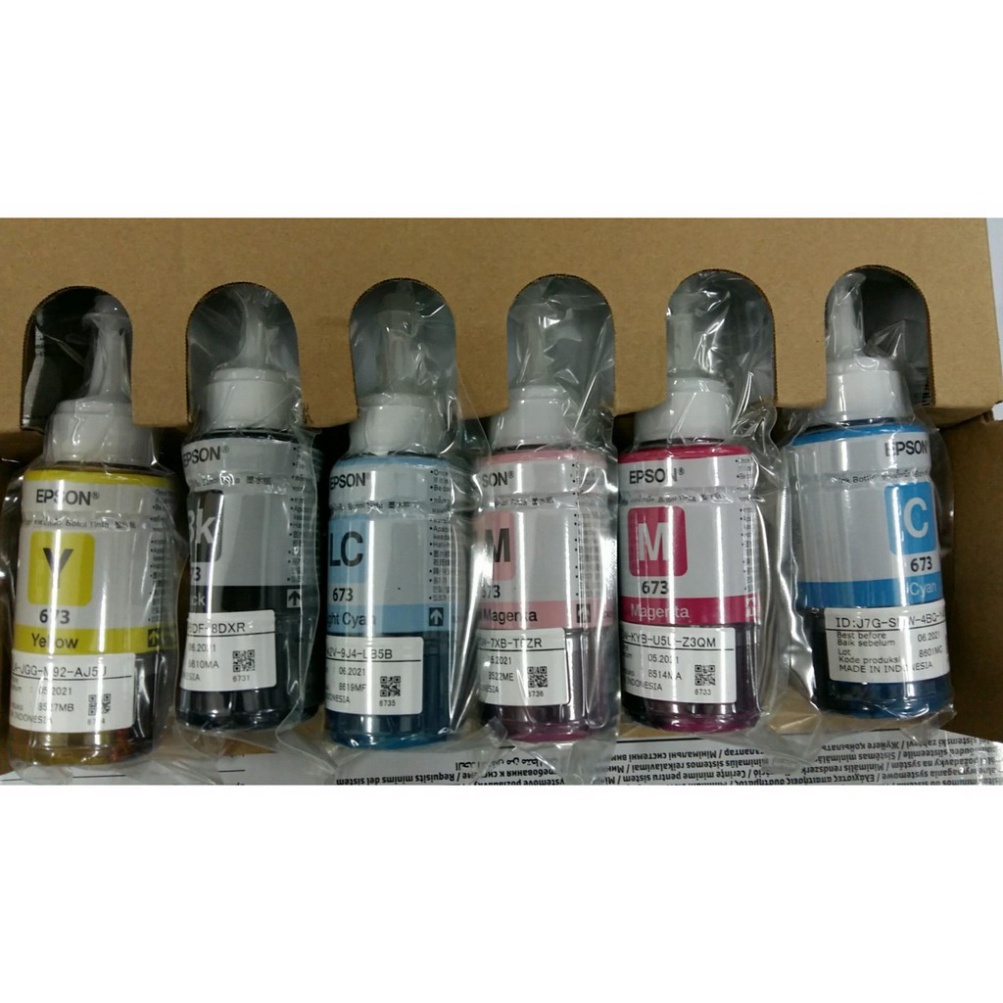 ☘️Mực in Epson T673 Epson L800/L805/ L1800/L850 mã 673 loại 70ml/ 1 màu ép chân không NHẬP KHẨU