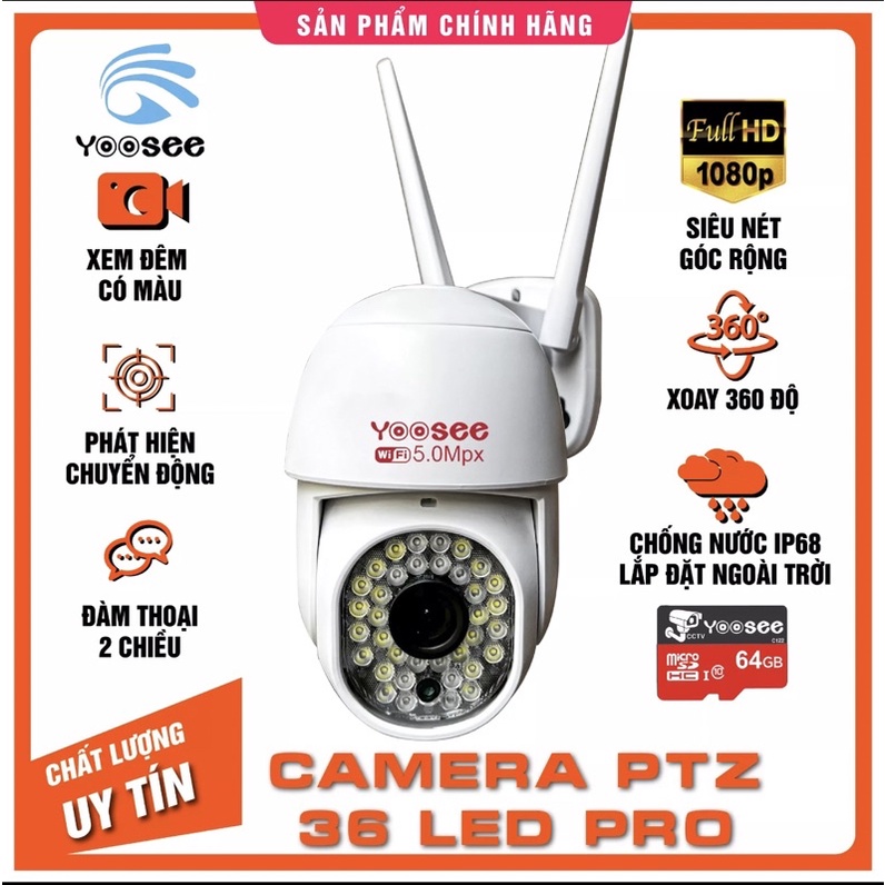 Camera IP Wifi YooSee PTZ chống nước - Full HD siêu nét 10led