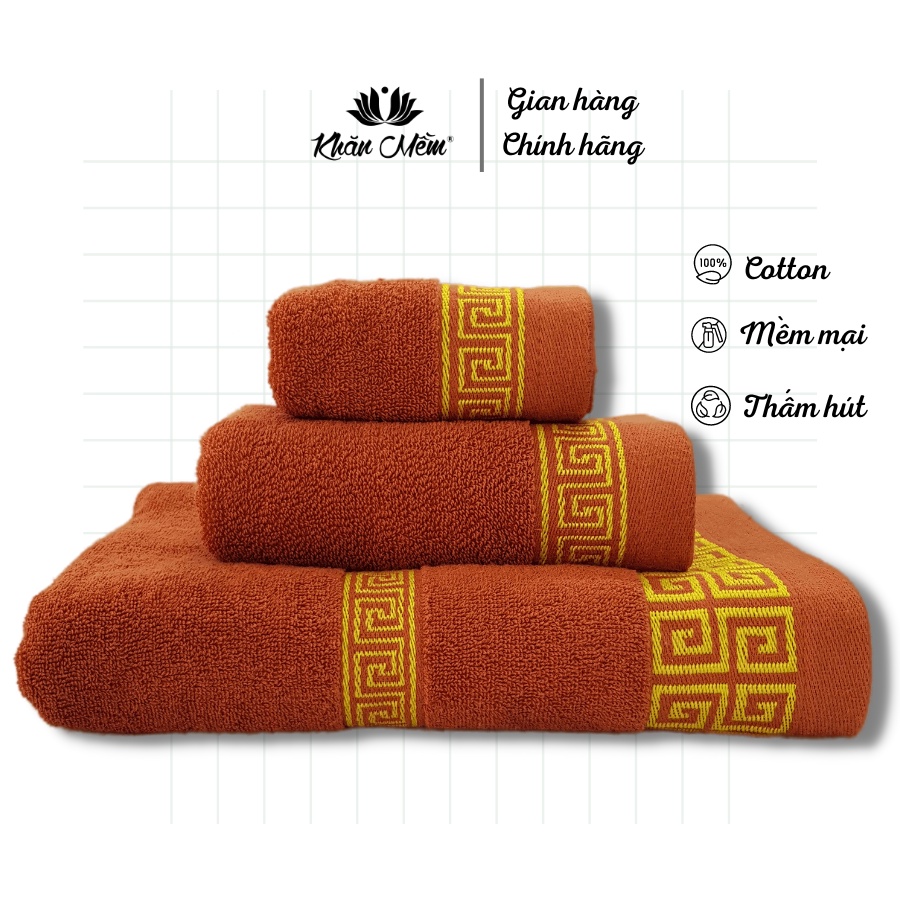 Set 3 Khăn Tắm Gội Mặt Mẫu Mới Khăn Mềm, Chất Liệu Vải 100% Cotton Mềm Mịn, Thấm Hút Nước Rất Tốt, Không Xổ Lông