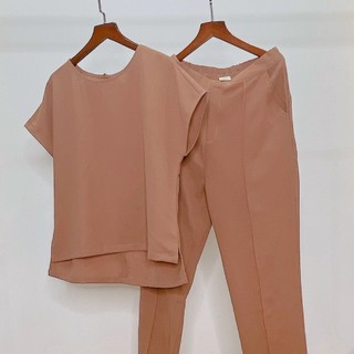 [HTA Linen Xốp] M032A - Set quần dài + áo tay lỡ