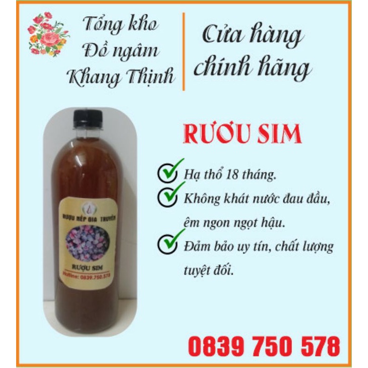 Rươu Sim ngâm đường phèn. 1lít.êm thơm ngọt hậu.chất lượng. uy tín.