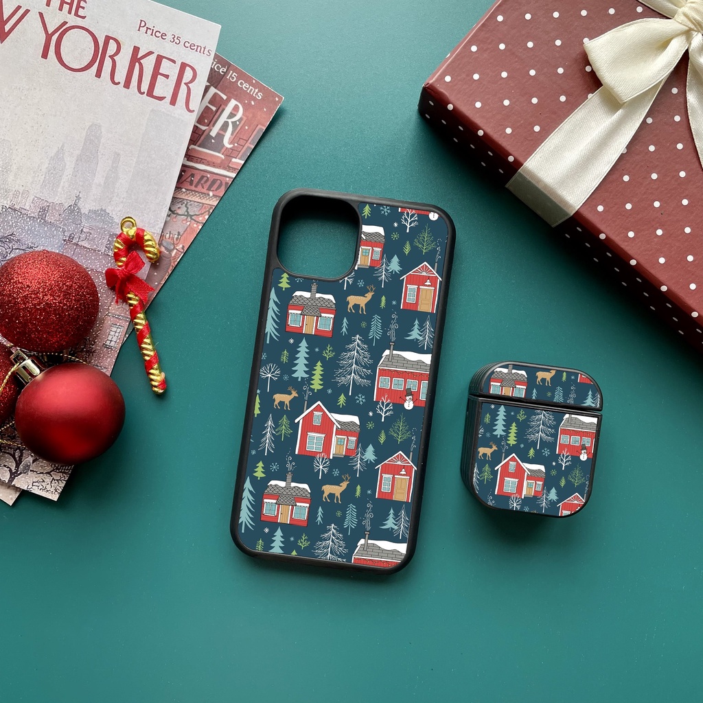 Combo Ốp lưng iPhone và Case Airpods Unique Case họa tiết Giáng Sinh CB016