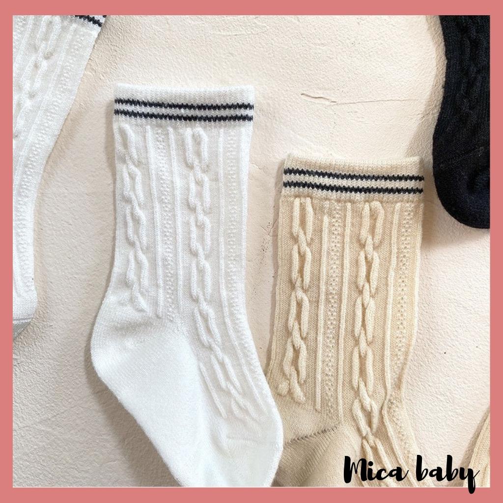 Tất vớ cao cổ chất len dập hình nổi phong cách Hàn Quốc đáng yêu cho bé T40 Mica baby