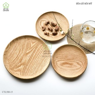 Đĩa gỗ sồi Mỹ nguyên tấm để mộc siêu sạch vân đẹp - Decor Đựng thức ăn