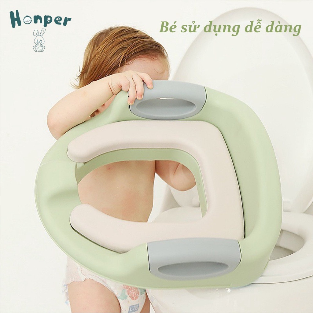 Bệ ngồi vệ sinh thu nhỏ bồn cầu/toilet cho bé HONPER có tay vịn nệm êm chống trượt