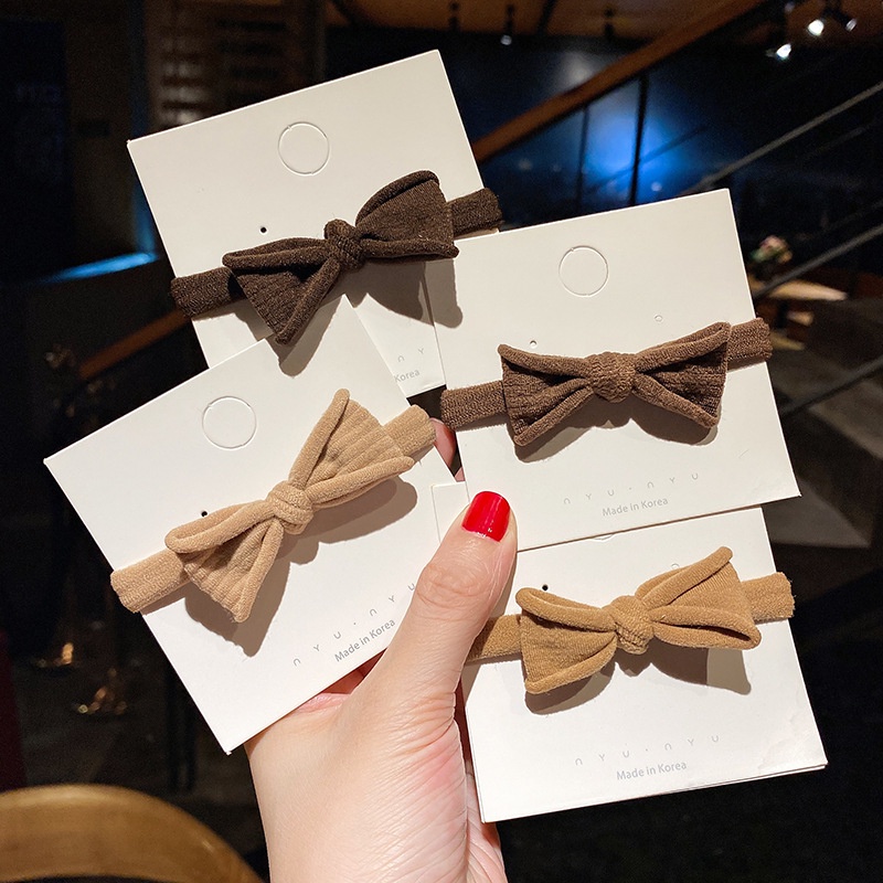 ※ NOON ※ Băng Đô Cài Tóc Màu Trà Sữa Độ Co Giãn Cao Đơn Giản Và Cao Phiên Bản Hàn Quốc Không Làm Tổn Thương Tóc