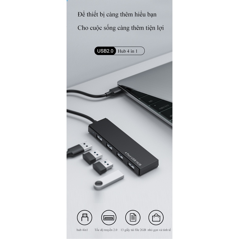 SHIP NHANH Bộ chia USB 4 cổng tích hợp USB2.0 AM to USB2.0 AF*4Ports