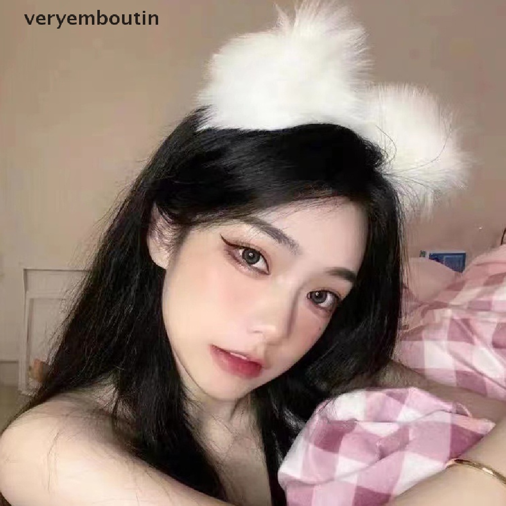 Băng Đô Cài Tóc Hình Tai Mèo Bằng Lông Nhung Dễ Thương Xinh Xắn