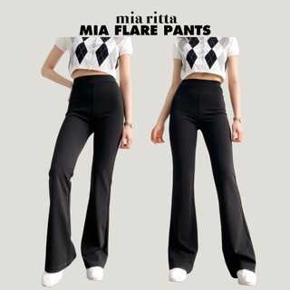 Quần Mia Flare Pants Q377 quần ống loe đen cạp cao hack dáng quần loe co giãn 4 chiều khoá sau
