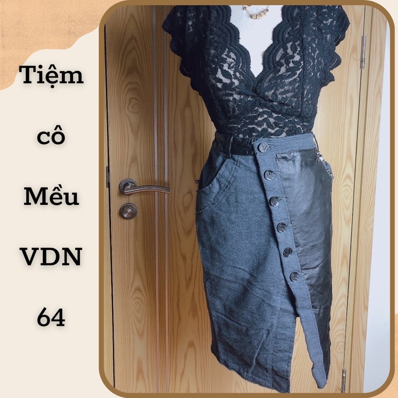 Chân váy dạ phối da siêu mới-64