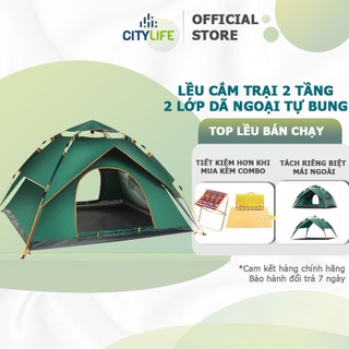 Lều cắm trại dã ngoại lều phượt du lịch tự bung dành cho 4-6 người, chống nước, tia bức xạ, thông gió 2 chiều