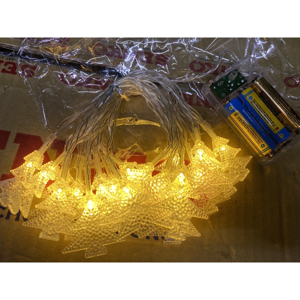 (DÙNG PIN 3 MÉT 20 Bóng) Dây Đèn Led CÂY THÔNG MINI Màu Vàng Nắng Dùng Pin AA