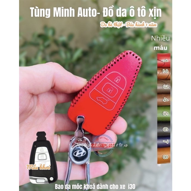 Bao da bọc chìa khoá xe Huyndai I30, vớ bọc chìa khoá da bò khâu tay hànmade