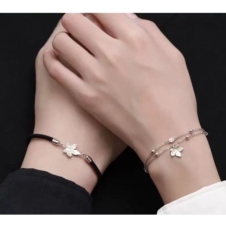 [Cois N] Vòng Tay Dây Thừng Mặt Lá Phong Quà Tặng Sinh Nhật / Valentine Thời Trang Mùa Thu Cho Cặp Đôi