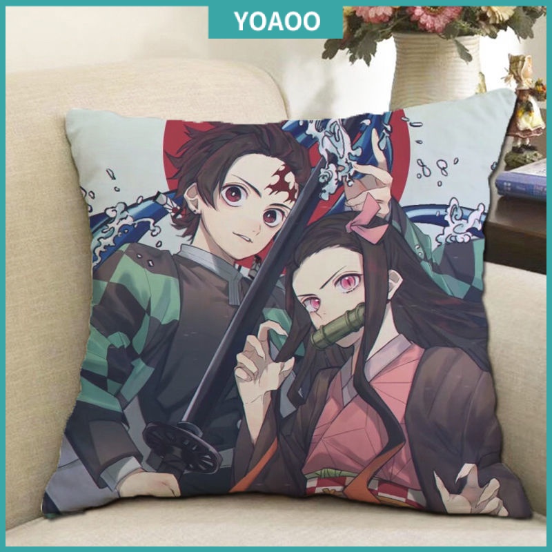 Gối Ôm Hai Chiều Họa Tiết Anime Demon Slayer Merchandise Nezuko Kamado Tanjiro Sáng Tạo Tùy Chỉnh Làm Quà Tặng