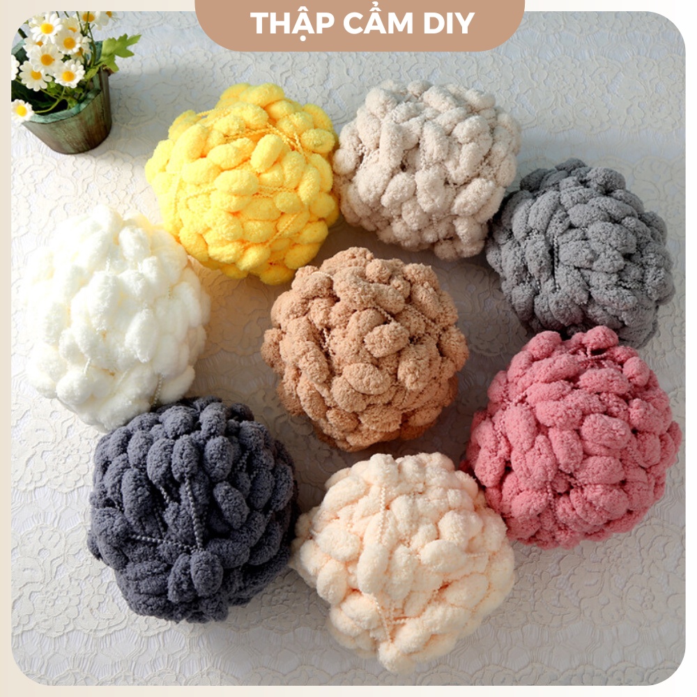 Len Bông Bi, Len Cuộn Đan Móc Túi Tự Đan, Móc Chăn Đệm