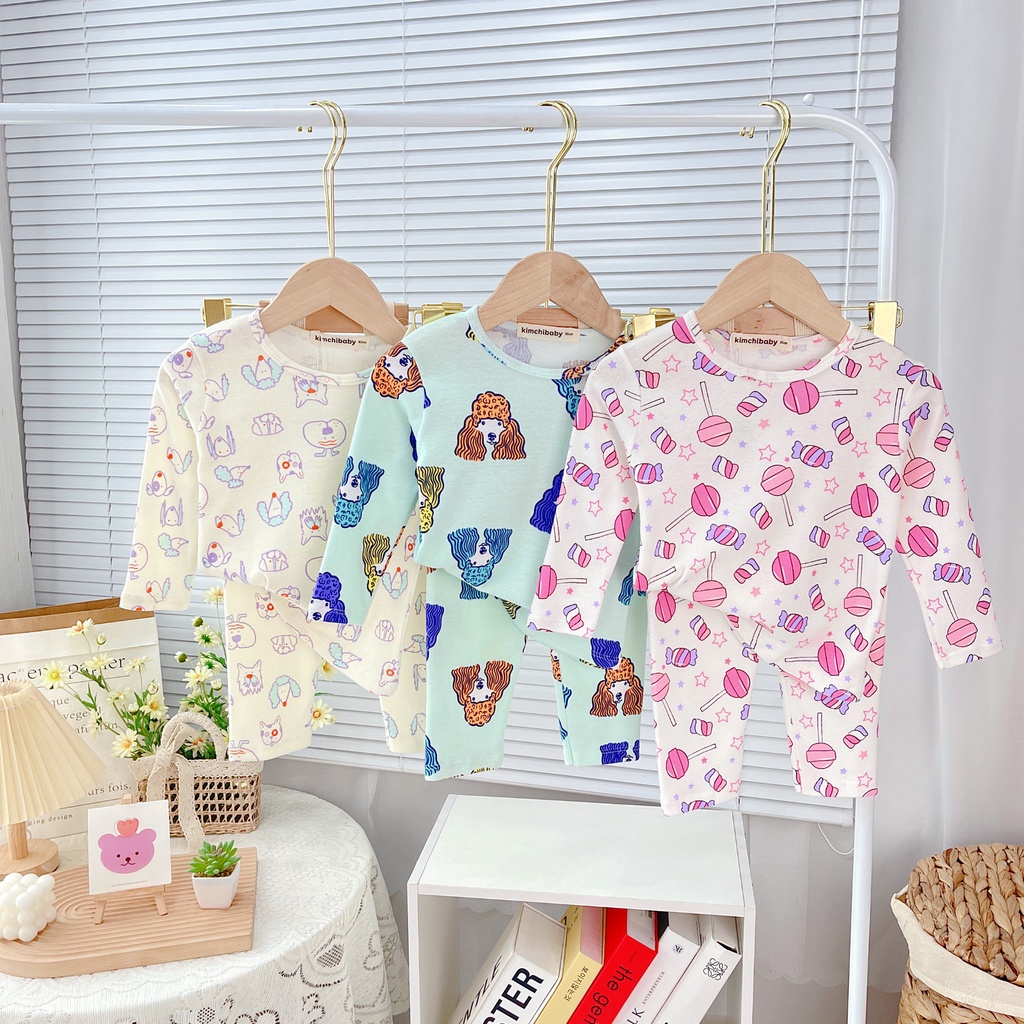 Set 3 Bộ Cotton Borip Bé Gái KIMCHIBABY Vải Dư Xịn Hoạ Tiết Pony, Bộ Quần Áo Cho Bé Mặc Nhà MKMTD2221