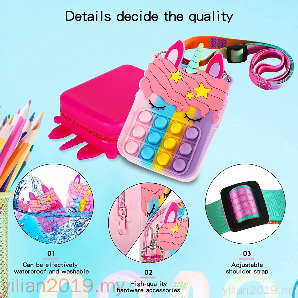 Túi Đeo Chéo Vai Hình Đám Mây Cầu Vồng Đồ Chơi Giảm Căng Thẳng Cho Bé Gái