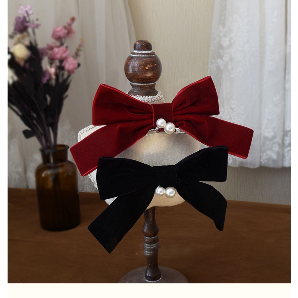 Kẹp Tóc Nơ Màu Đen Bằng Nhung Thời Trang Thu Đông Cho Nữ