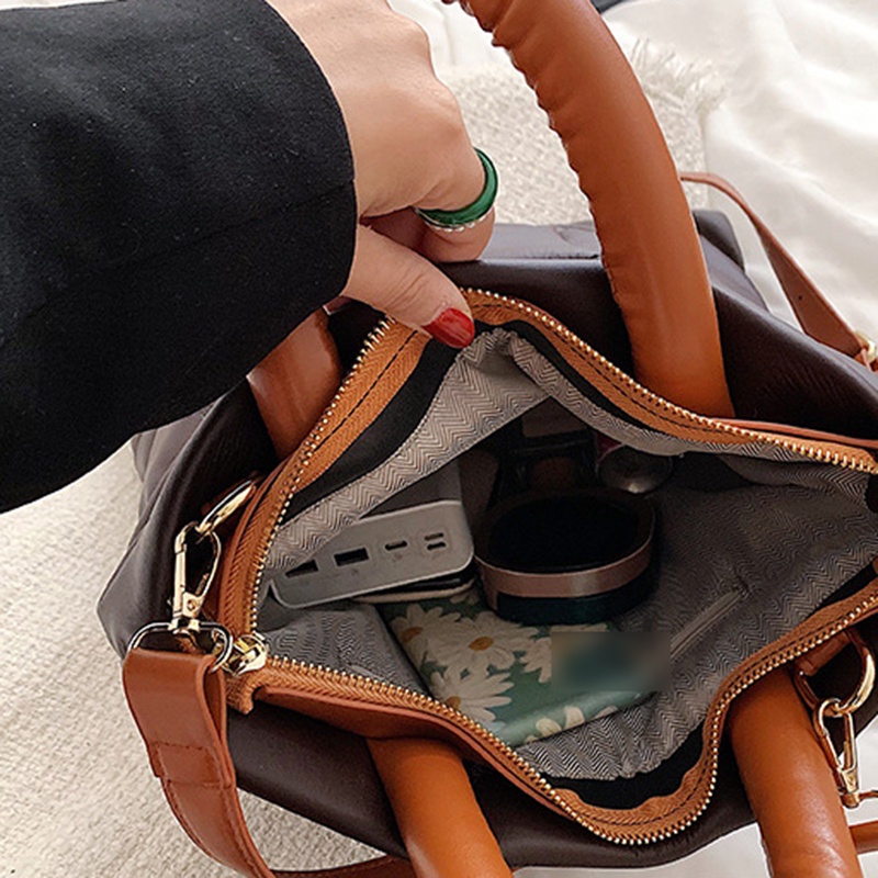 Túi Đeo Vai Bằng cotton Sức Chứa Lớn Họa Tiết Kẻ Sọc Cho Nữ