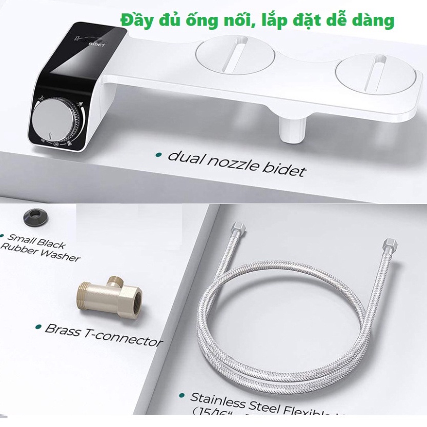 Vòi xịt rửa vệ sinh nắp bồn cầu thông minh 2 vòi phun, xịt vệ sinh gắn bồn cầu thông minh xuất Nhật BITDET VZ02