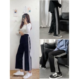 Quần culottes 3 sọc ống rộng , quần suông unisex nam nữ siêu đẹp c004 mon mon shop