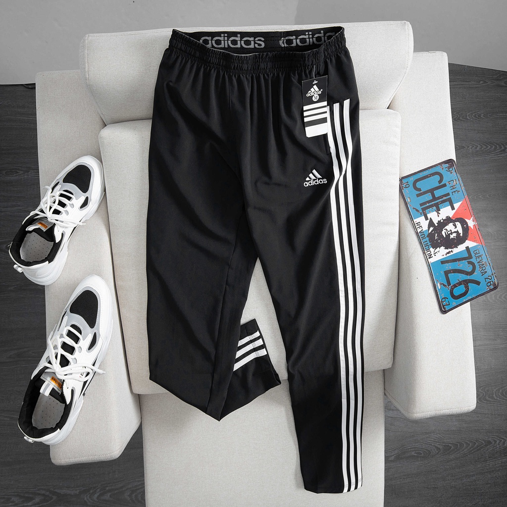 Quần Gió Dài 1 Lớp 3 Sọc, Ống Xuông, Logo Thêu, Hàng VNXK Cao Cấp