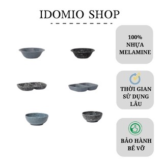 Chén Chấm Nhựa Melamine Vân Đá Đen/Xanh Nhiều Size