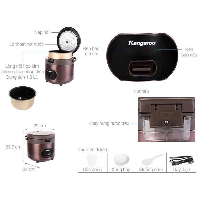 Nồi cơm điện Kangroo KG18R2