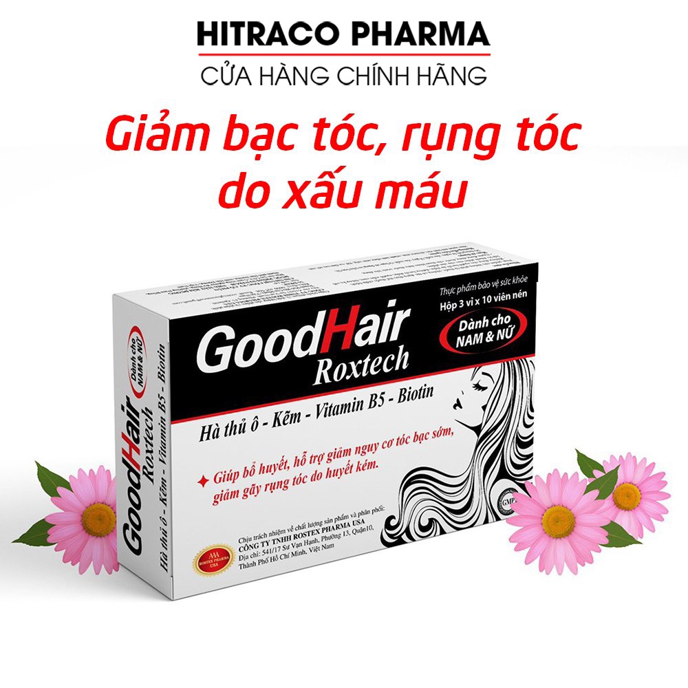 viên uống GoodHair roxtech giúp bổ huyết, giảm gãy rụng, nguy cơ tóc bạc sớm - Hộp 30 viên  (Good Hair Roxtech)