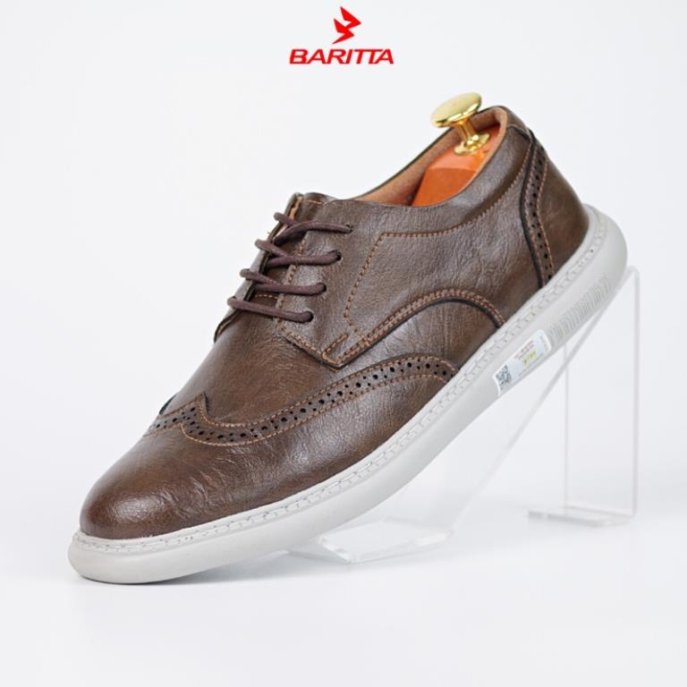 Giày da nam Baritta dáng classic da Nappa đế cao su đệm khí họa tiết khắc lazer BH 12 tháng