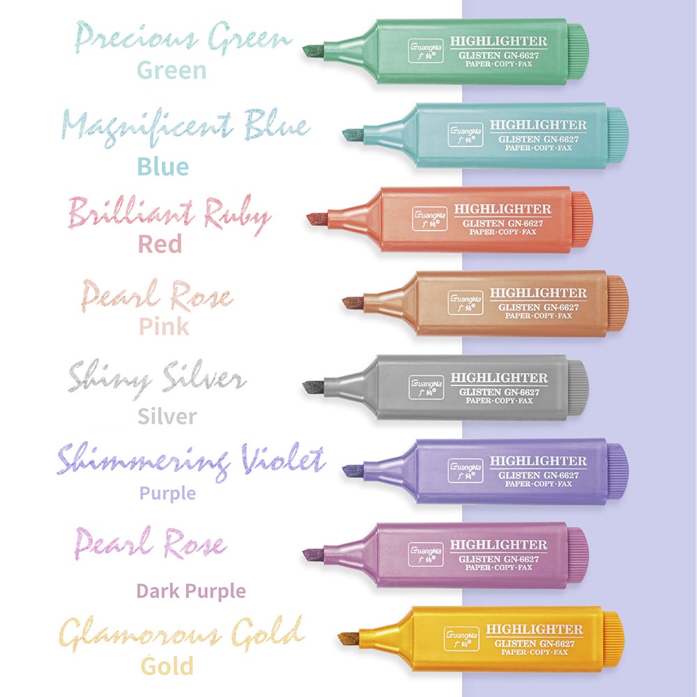 Bút Đánh Dấu Morandi Sắc Tố Đơn 8 Màu Ánh Kim