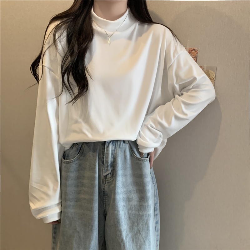 (MớI) Áo Thun DàI Tay Cổ Lọ + QuầN Legging MàU Trắ