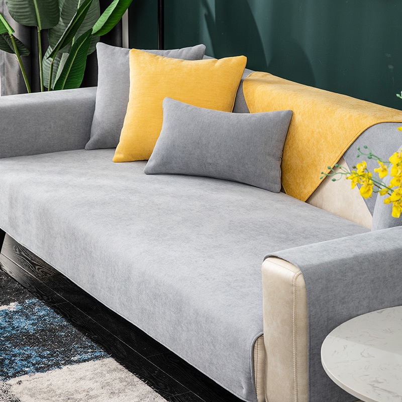 Vỏ Bọc Đệm Ghế Sofa Màu Trơn Chống Trượt Thời Trang Hiện Đại