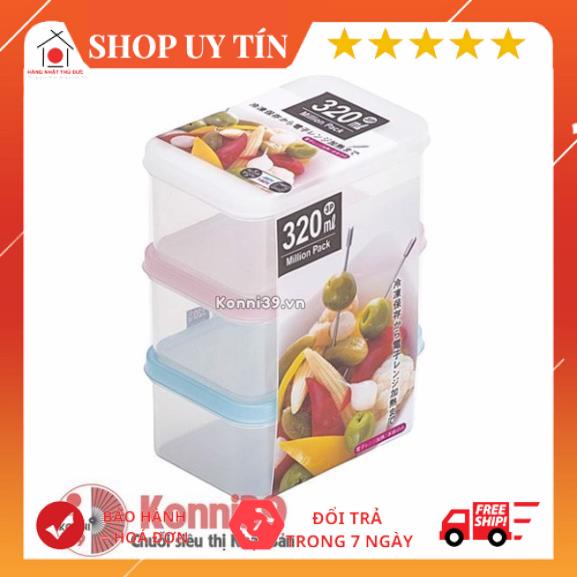 SET 3 HỘP NHỰA NẮP DẺO MILLION YAMADA NHẬT BẢN ( 320ML/ HỘP) - HÀNG NỘI ĐỊA NHẬT