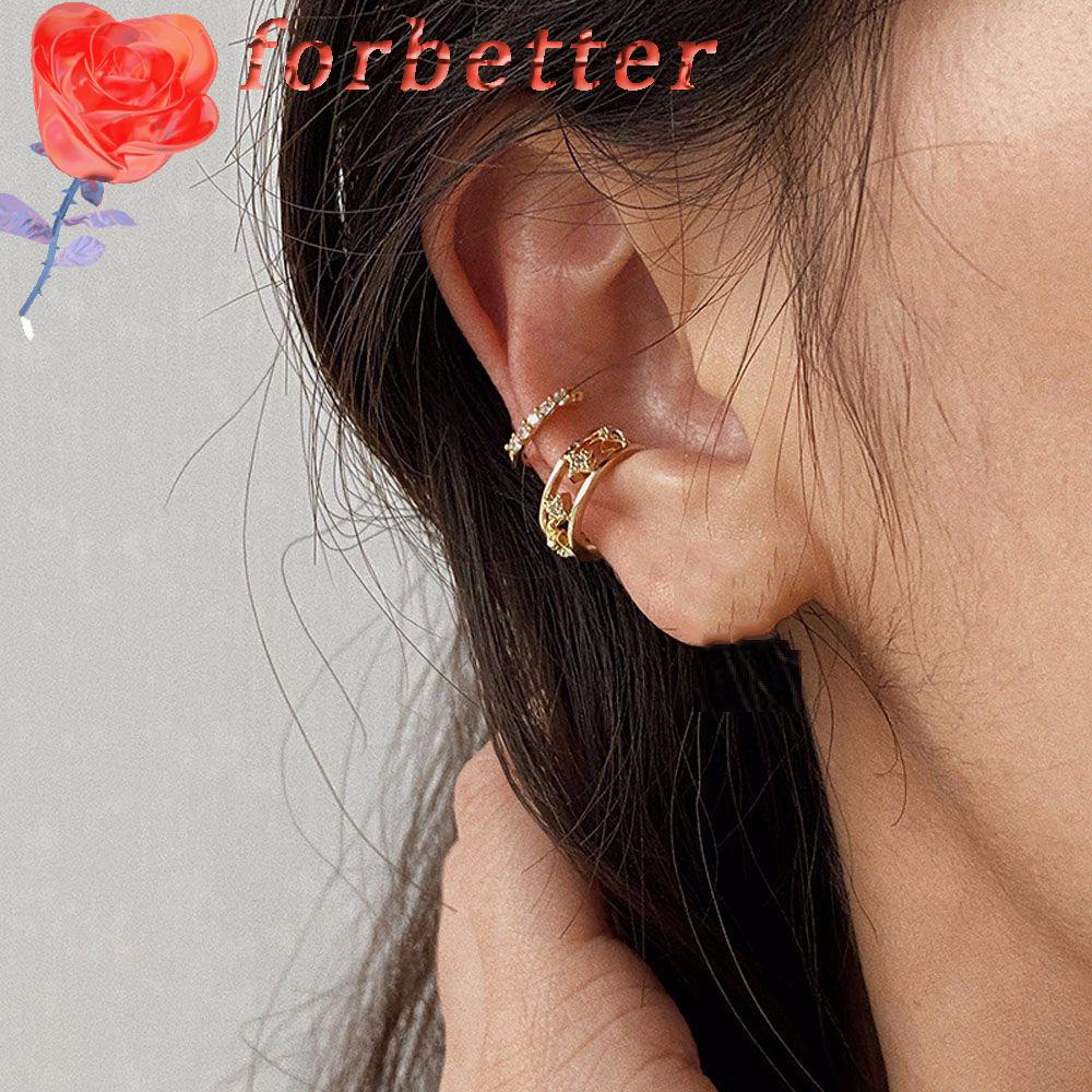 Bộ 2 khuyên kẹp vành tai bằng hợp kim đính đá nhiều màu sắc 2021 dành cho nữ